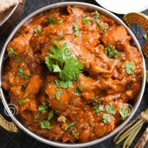 Chicken karahi, or kadai chicken, is a dish from the Indian subcontinent noted for its spicy taste; it is notable in North Indian and Pakistani cuisine. The Pakistani version does not have peppers or onions whereas the North Indian version uses both capsicum and onions. The dish is prepared in a karahi.
